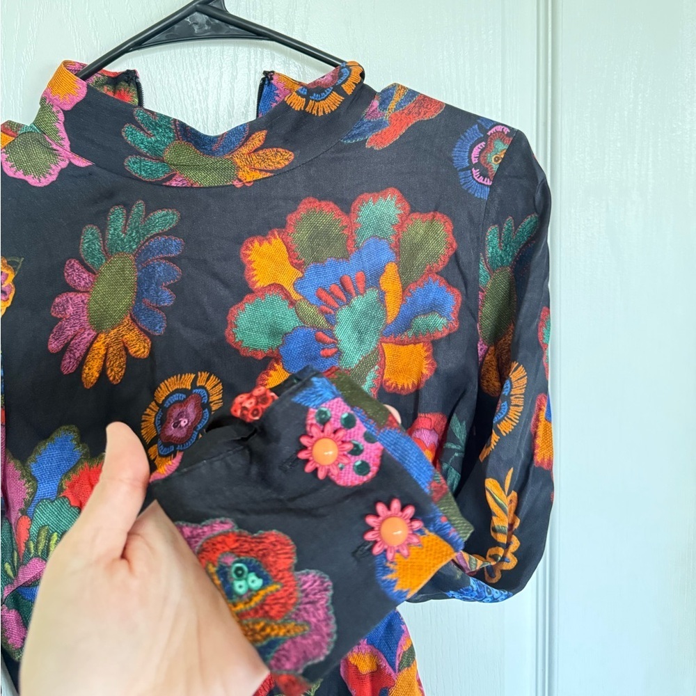 Farm Rio Lily’s Garden Floral High Neck Midi Dress - Picture 8 of 9